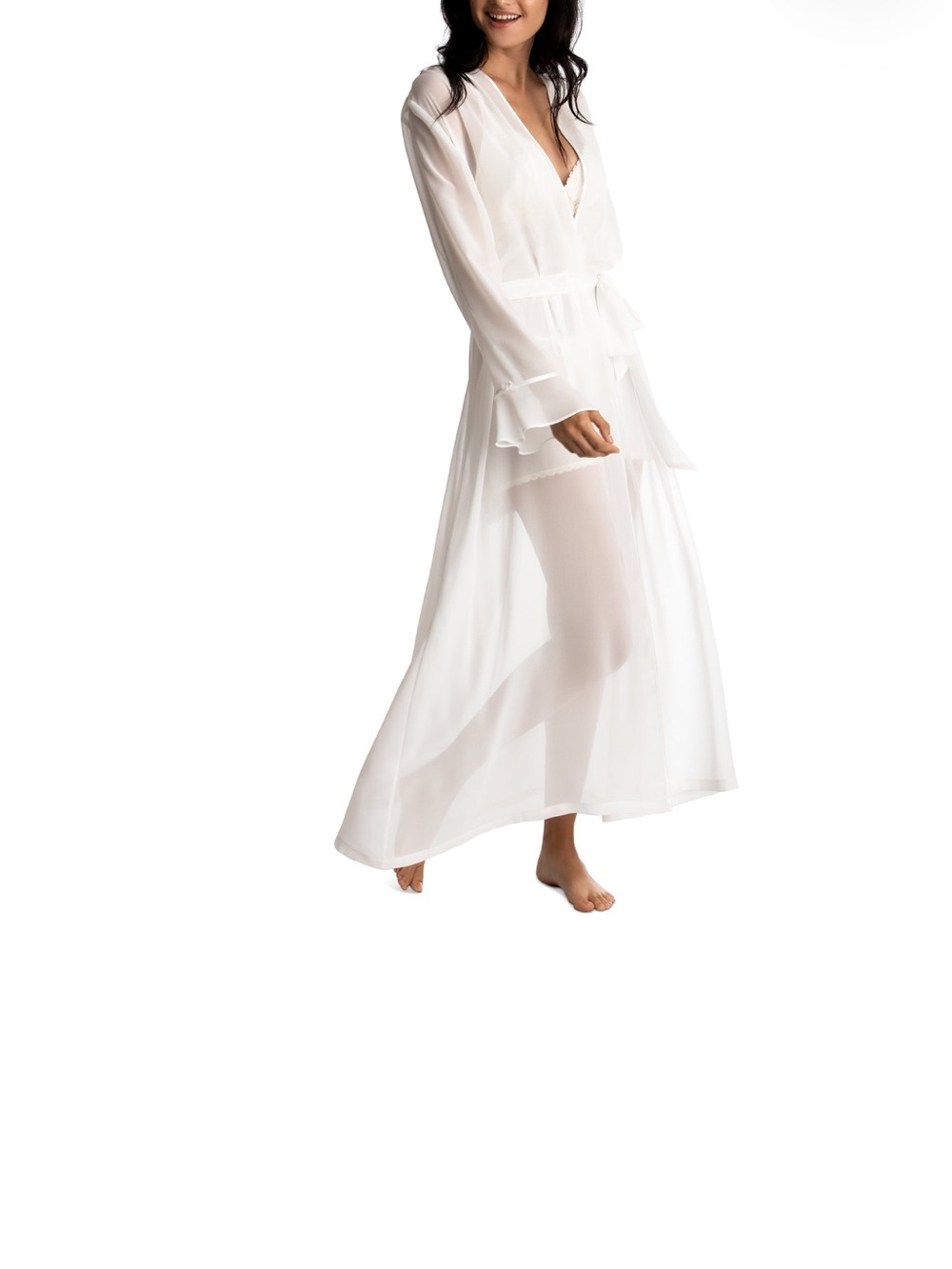 Linea Donatella Sheer White Robe